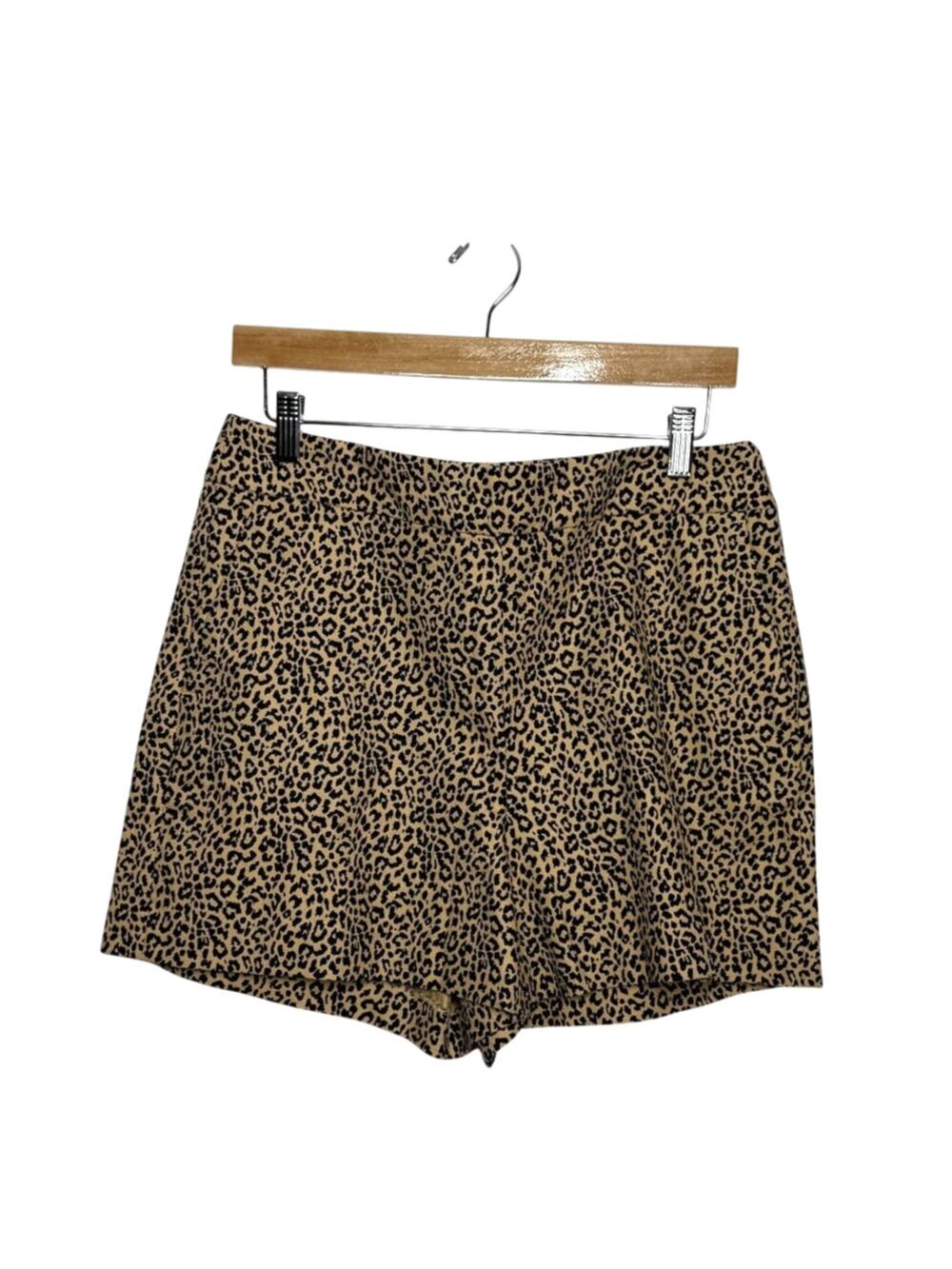 J Crew Leopard Print Shorts Womens Size 10 Basketweave Side Zip High Rise Preppy